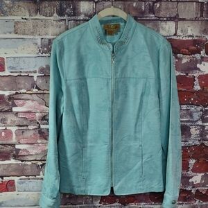 Peck & Peck Floral Jacquard Zip Front Jacket